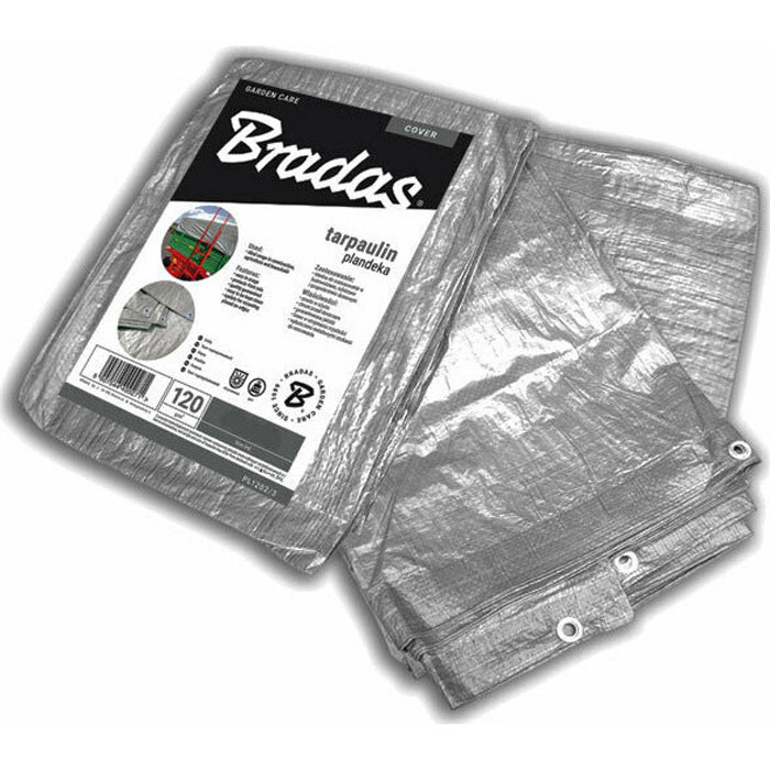 Bradas Μουσαμάς Aδιάβροχος με Κρίκους 120gr/m² 10Χ12 Γκρι